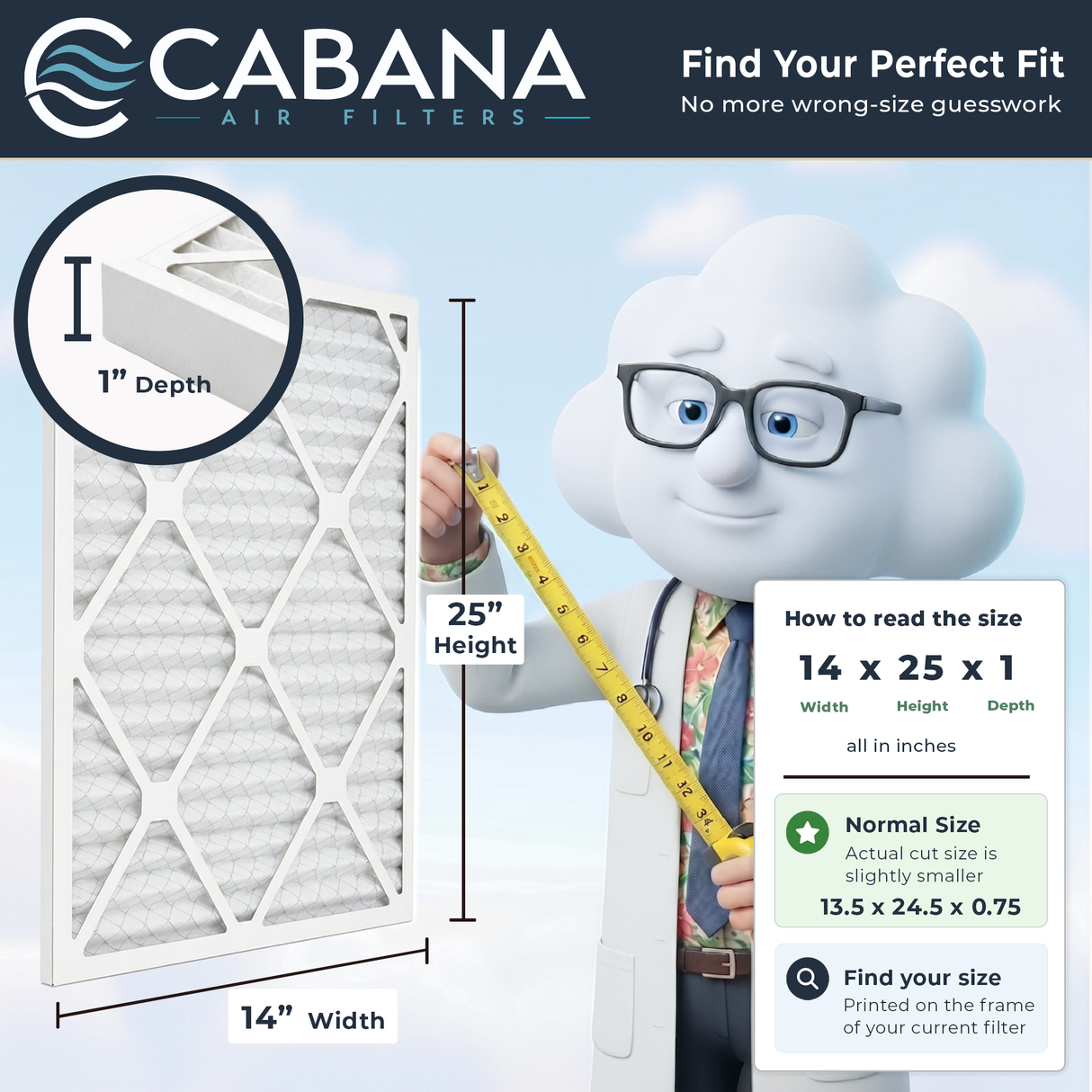 Find your perfect fit for 14x25x1 cabana air filter